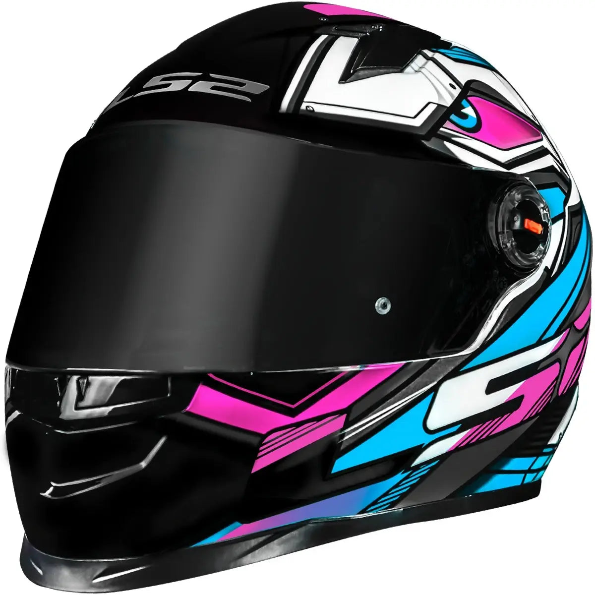 Capacete LS2 FF358 Xdron Branco/Rosa/Azul Cyan