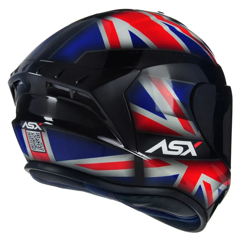 Capacete ASX Draken UK Inglaterra Preto/Vermelho/Azul