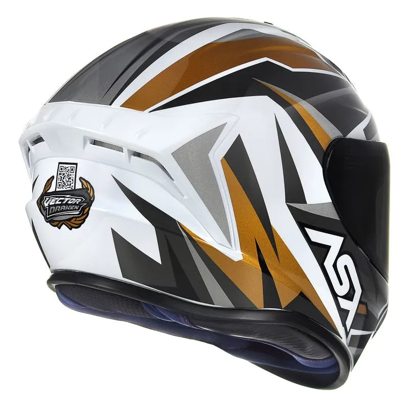 Capacete ASX Draken Vector Branco/Dourado