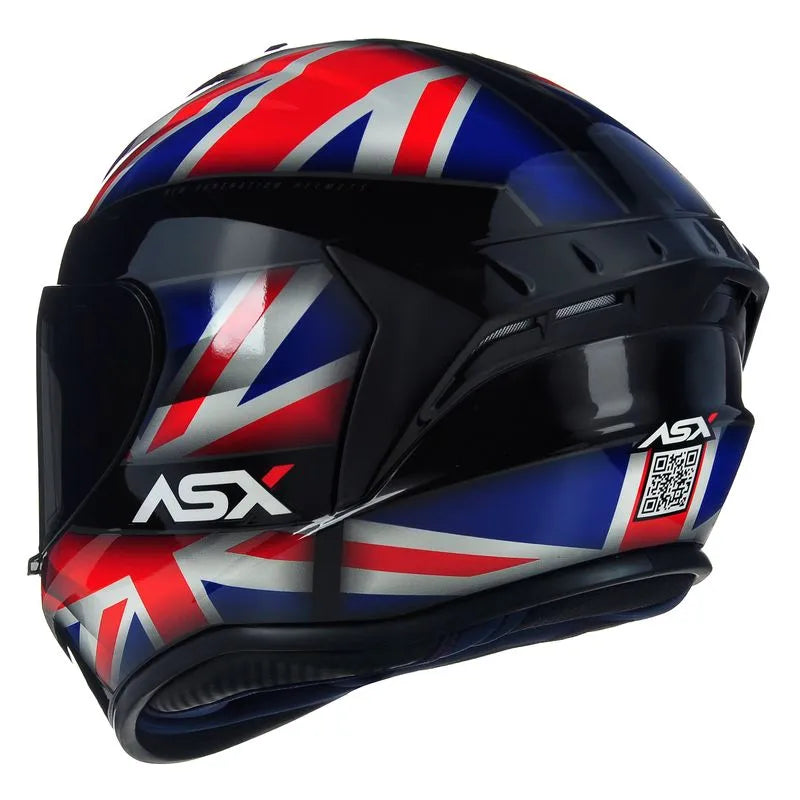 Capacete ASX Draken UK Inglaterra Preto/Vermelho/Azul