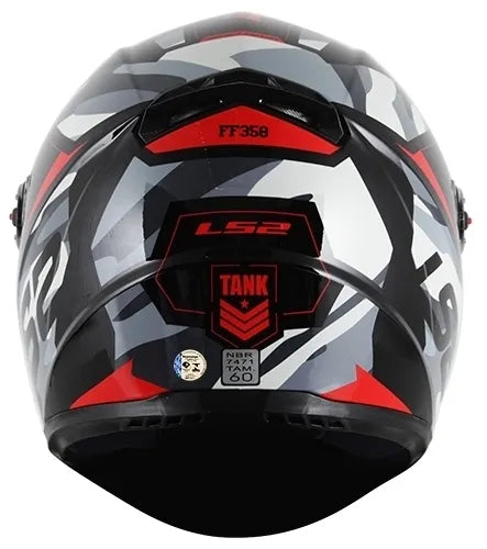 Capacete LS2 Classic Tank Preto/Vermelho/Branco