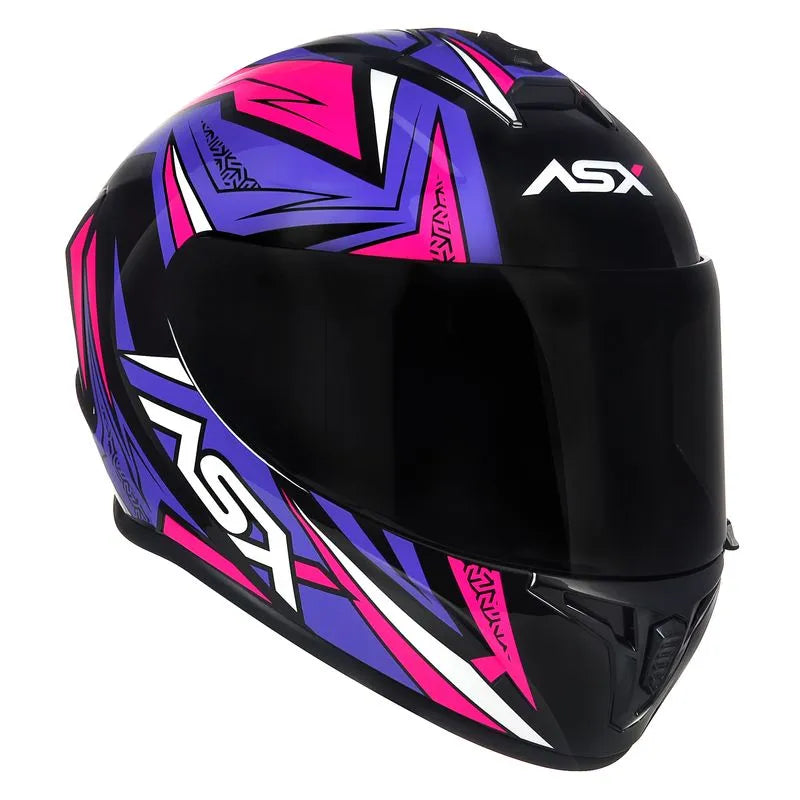 Capacete ASX Draken Vector Preto/Lilas/Rosa
