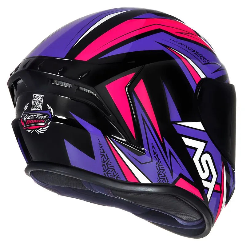 Capacete ASX Draken Vector Preto/Lilas/Rosa
