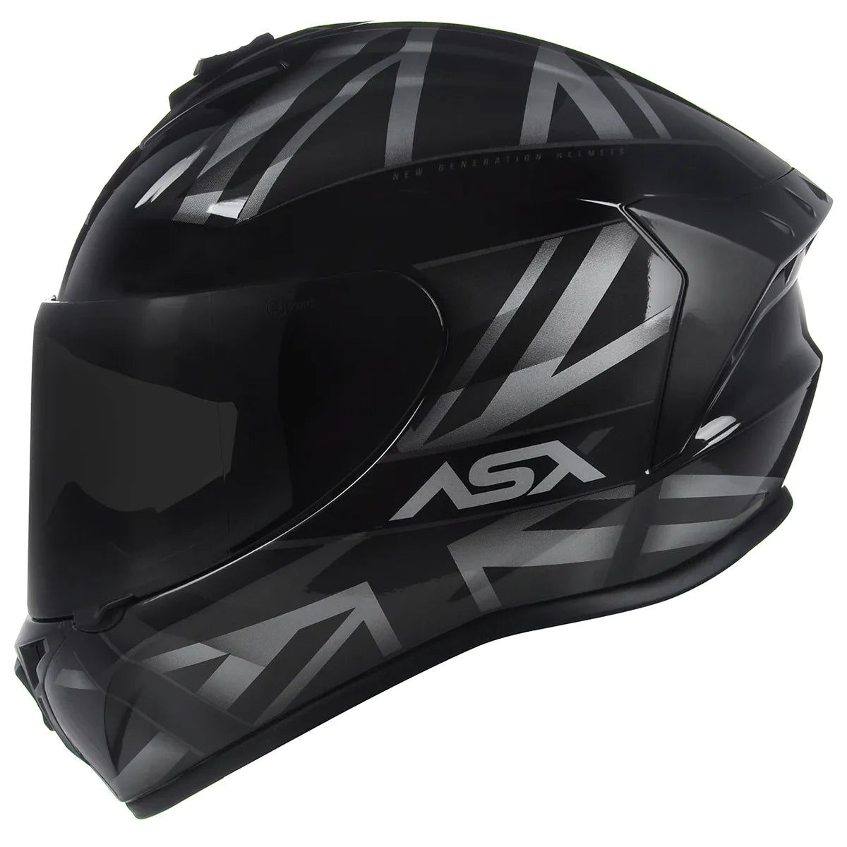 Capacete ASX Draken UK Inglaterra Preto/Cinza