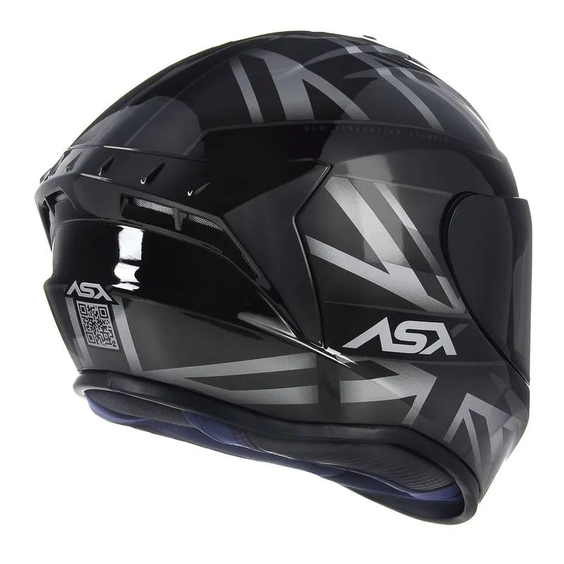 Capacete ASX Draken UK Inglaterra Preto/Cinza