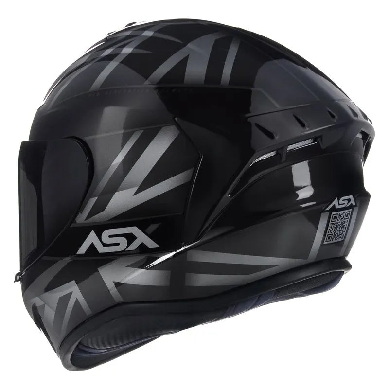 Capacete ASX Draken UK Inglaterra Preto/Cinza