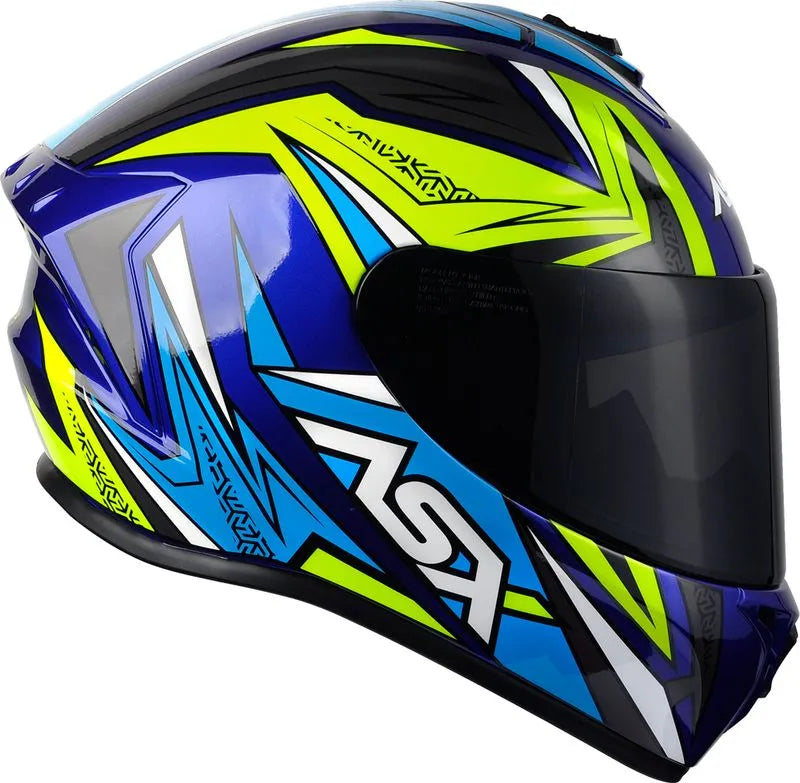 Capacete ASX Draken Vector Azul/Amarelo/Cinza
