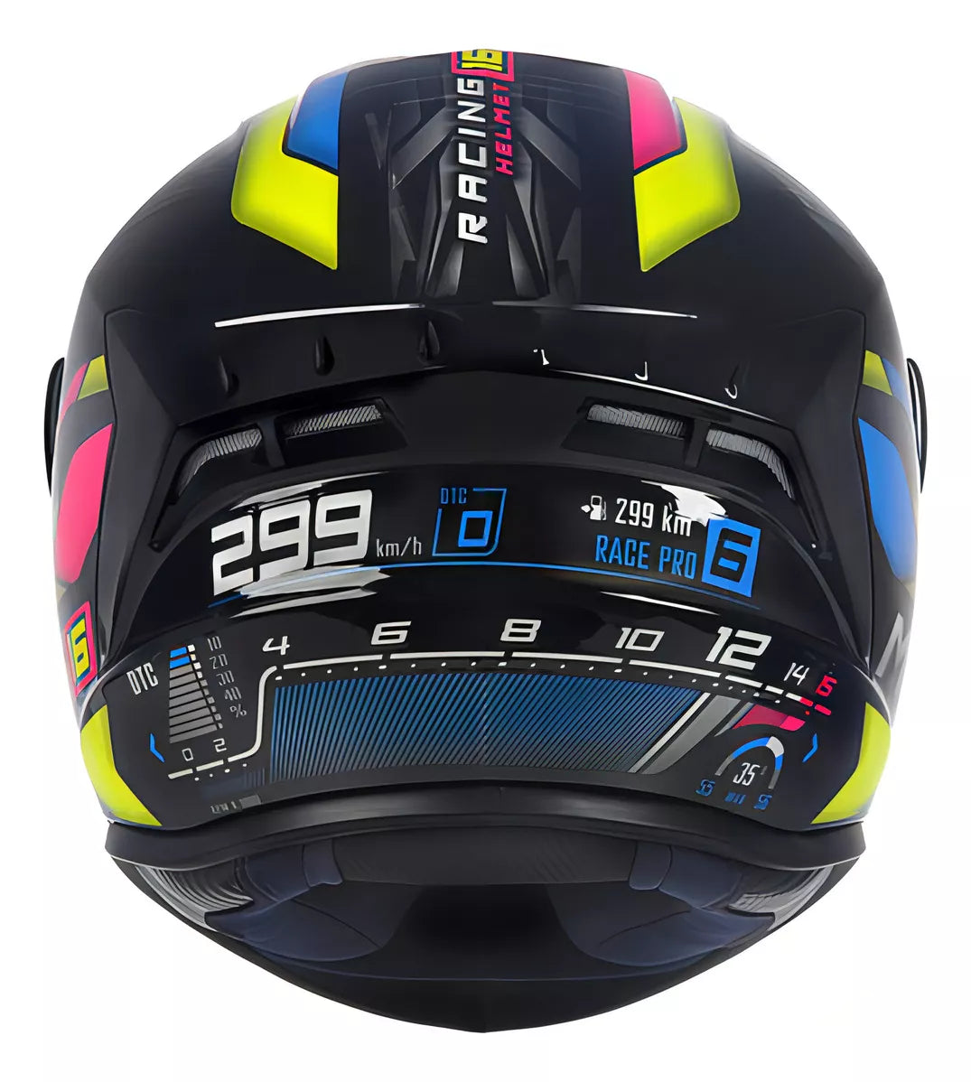 Capacete ASX Draken Marianny Brilho Preto/Amarelo/Azul