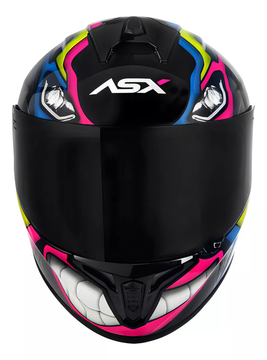 Capacete ASX Draken Marianny Brilho Preto/Amarelo/Azul