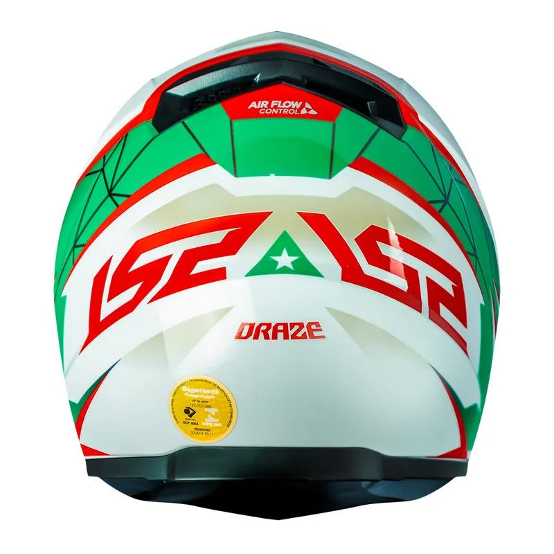 Capacete LS2 FF358 Draze Branco/Verde/Vermelho
