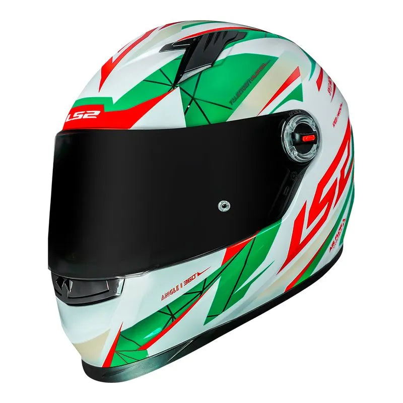 Capacete LS2 FF358 Draze Branco/Verde/Vermelho