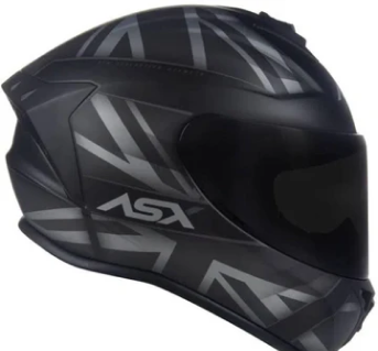 Capacete ASX Draken UK Inglaterra Preto/Cinza