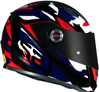 Capacete LS2 FF358 Tank Azul/Vermelho Camuflado
