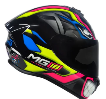 Capacete ASX Draken Marianny Brilho Preto/Amarelo/Azul